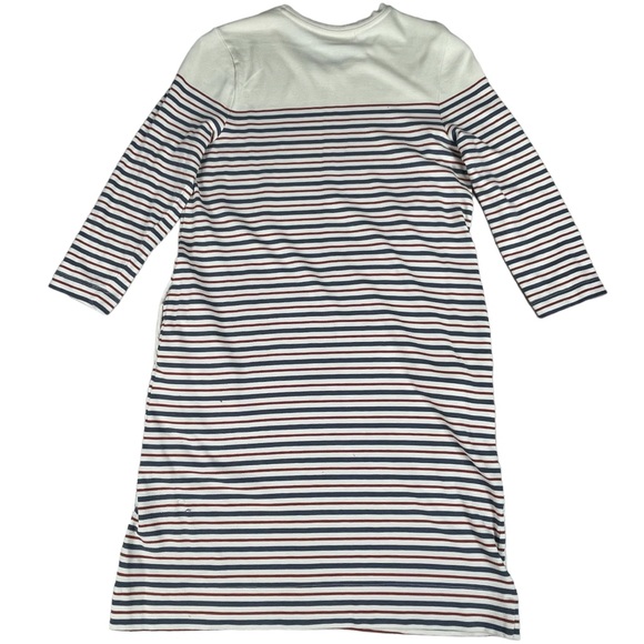 Marine Layer size small cream mini dress blue & red stripes 3/4 sleeve & pockets - Picture 10 of 16